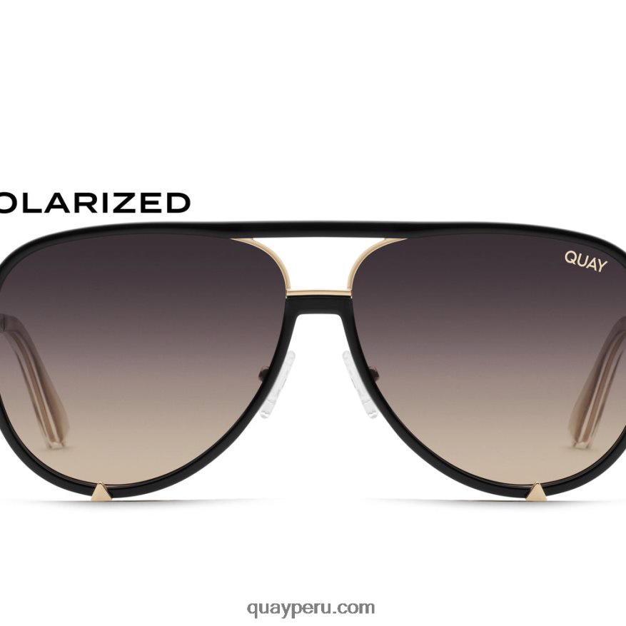 de alto perfil 666Z8T36 negro dorado/smoke taupe polarizado mujer Quay - Imagen 1